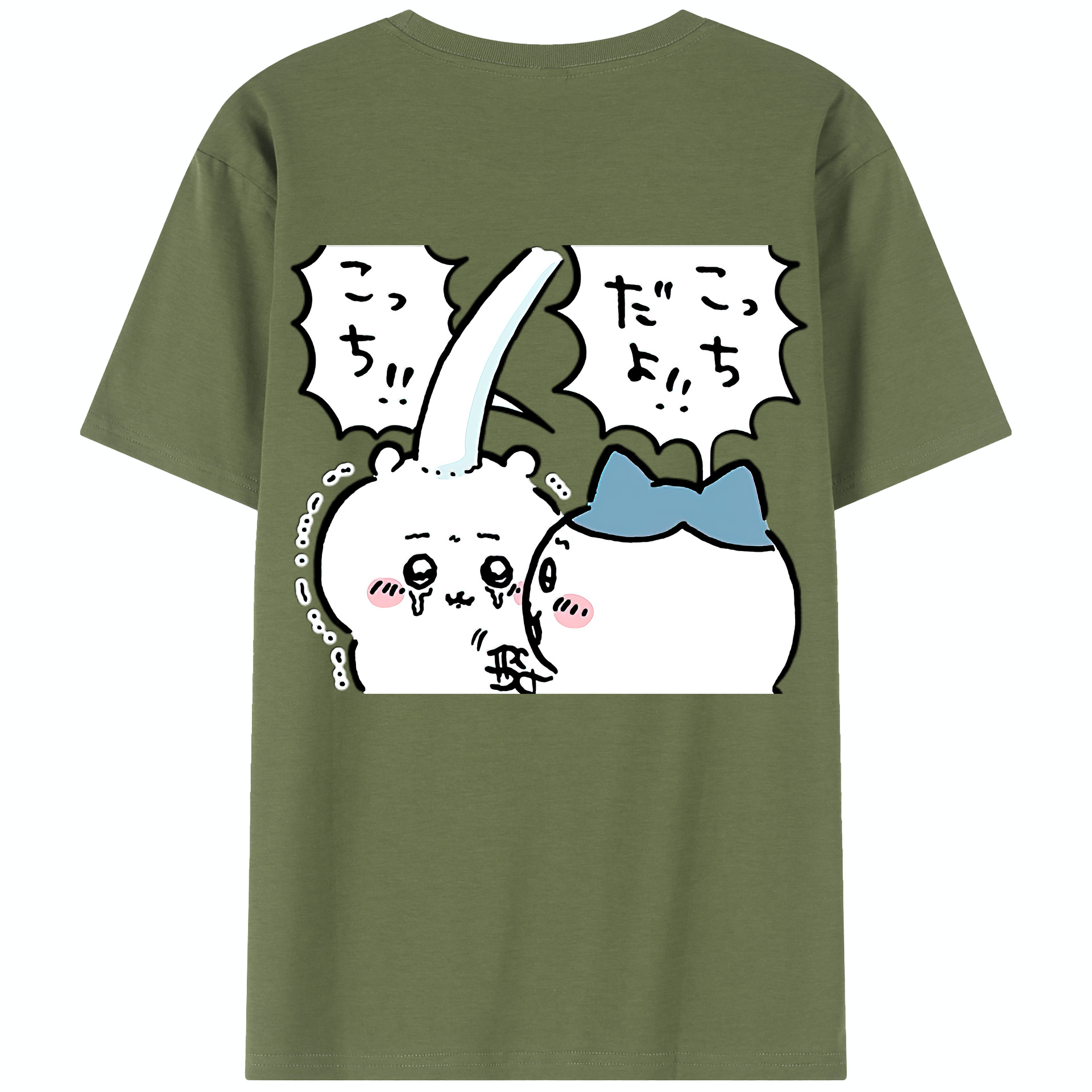 （画像用） ちいかわ ハチワレ Chii-kawa hachiware 綿100％半袖Tシャツ（背面プリント）